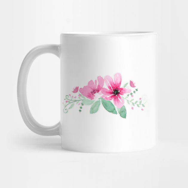 Pink florals and Jade leaves by Harpleydesign